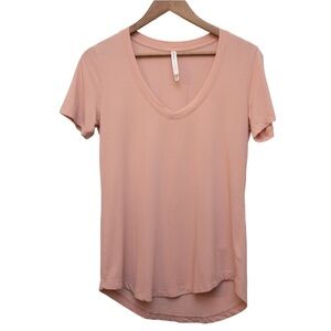 Babaton Pink V-Neck Tee S — Soft Lightweight Everyday Essential Aritzia
